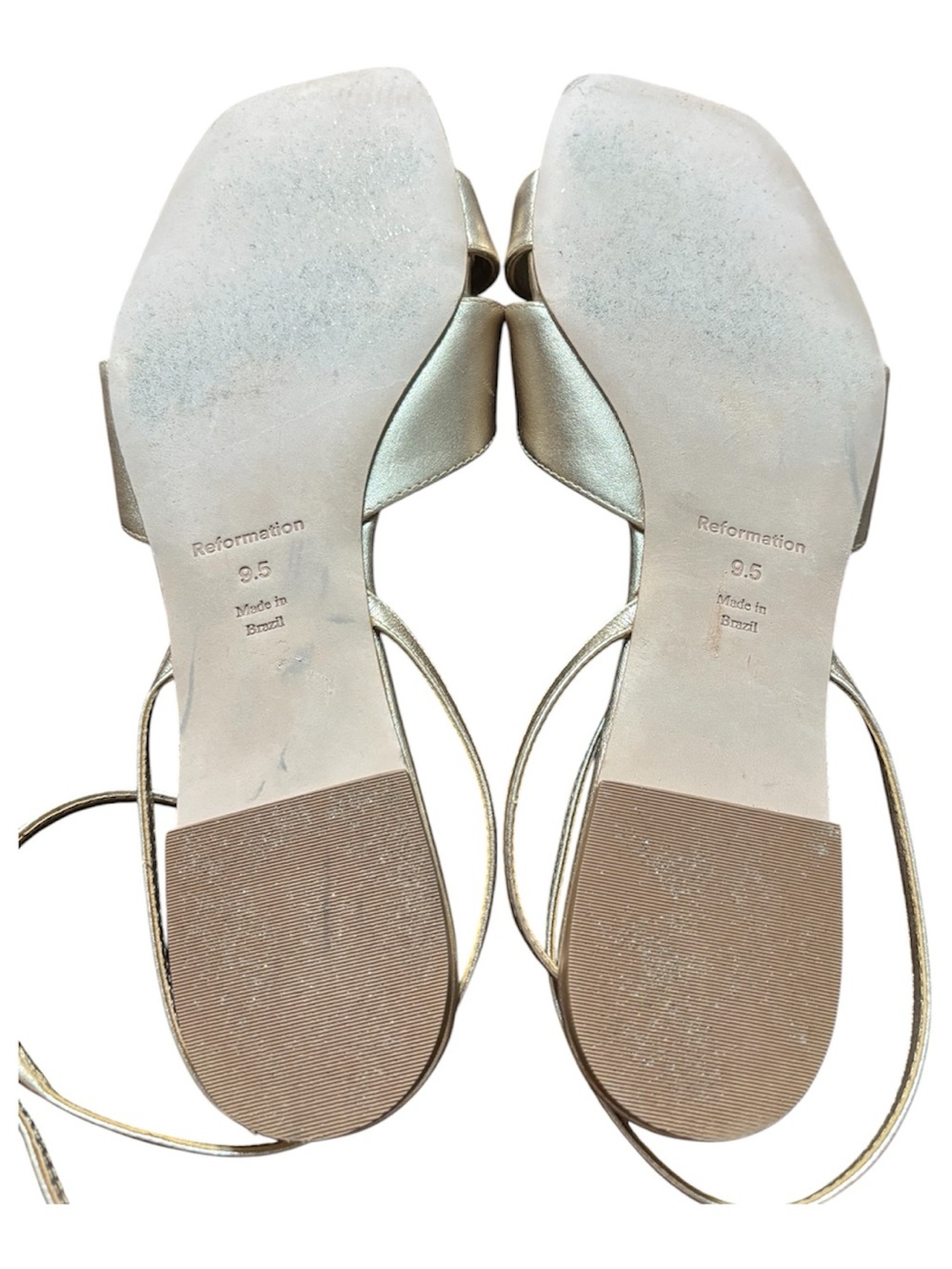 Reformation Metallic Gold Knot Front Ankle-Tie Sandals - Picture 2 of 9